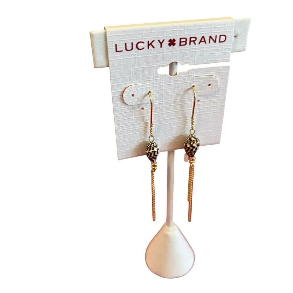 Small & Pretty Shell Dangle Threader Earrings. - Picture 2 of 6